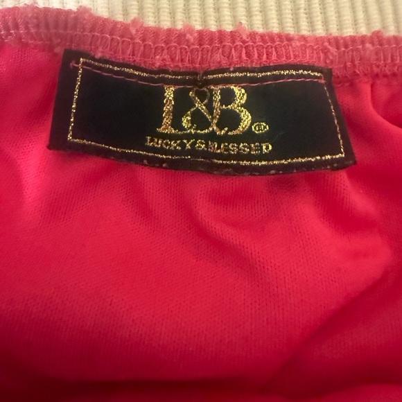 Hot Pink Textured Swiss Dot Ruffle Hem Slip Dress by Lucky & Blessed - Picture 5 of 7